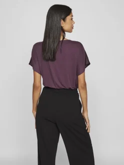 Vila T-Paidat|Kaikki Paidat>naisten satiinitoppi, VIELLETTE V-NECK S/S SATIN TOP