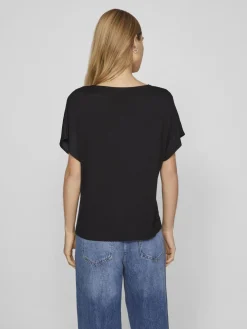 Vila T-Paidat|Kaikki Paidat>naisten satiinitoppi, VIELLETTE V-NECK S/S SATIN TOP