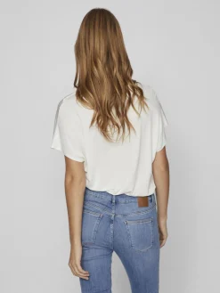 Vila T-Paidat|Kaikki Paidat>naisten satiinitoppi, VIELLETTE V-NECK S/S SATIN TOP