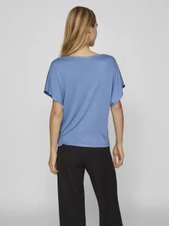 Vila T-Paidat|Kaikki Paidat>naisten satiinitoppi, VIELLETTE V-NECK S/S SATIN TOP