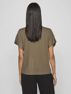 Vila Kaikki Paidat|Topit>naisten satiinitoppi, VIELLETTE V-NECK S/S SATIN TOP