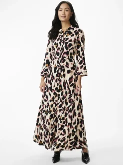 Y.A.S Mekot|Kaikki Mekot Ja Hameet>Naisten Maksimekko YASSAVANNA LONG SHIRT DRESS Beige Kuosi
