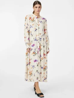 Y.A.S Mekot|Kaikki Mekot Ja Hameet>naisten mekko, YASASINA LS LONG SHIRT DRESS Valkopohjainen Kuosi