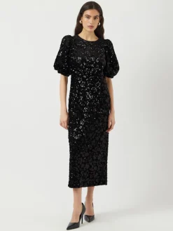 Y.A.S Mekot|Kaikki Mekot Ja Hameet>naisten mekko YASSOFIE 2/4 SEQUIN MIDI DRESS, musta