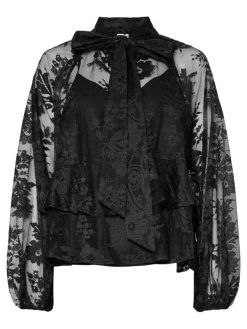 Y.A.S Puserot|Kaikki Paidat>naisten pusero YASLACILLA LS LACE TOP, musta