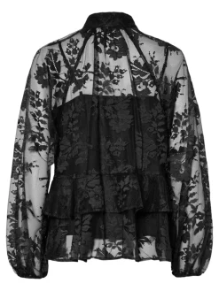 Y.A.S Puserot|Kaikki Paidat>naisten pusero YASLACILLA LS LACE TOP, musta